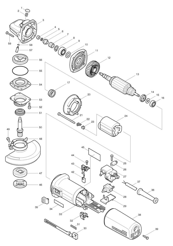 Náhradné diely Makita 9564 – Obrázok 2