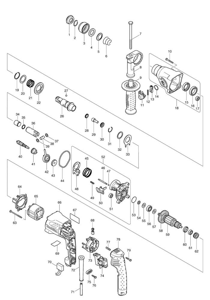 Náhradné diely Makita HR1830 – Obrázok 2