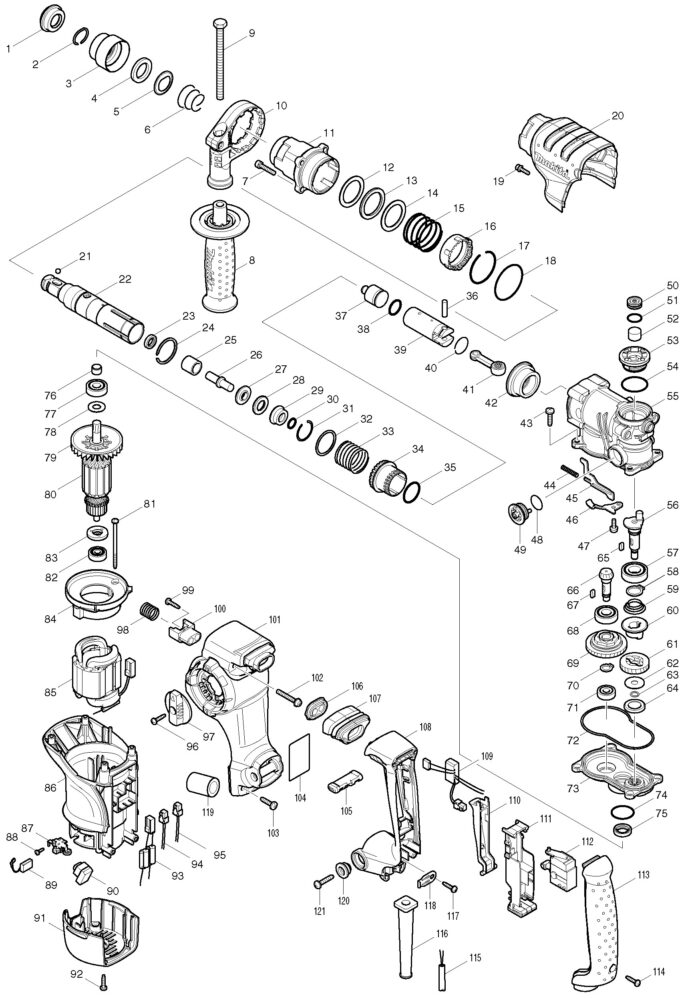 Náhradné diely Makita HR2811F – Obrázok 2