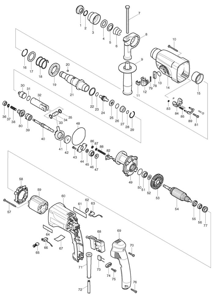 Náhradné diely Makita HR2450 – Obrázok 2