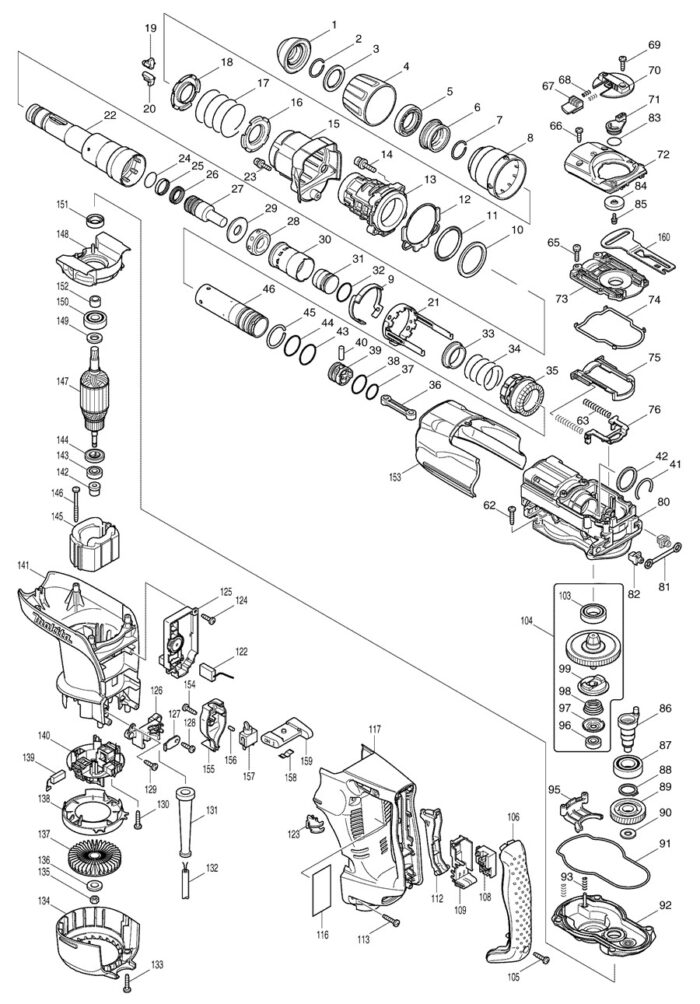 Náhradné diely Makita HR4001C – Obrázok 2