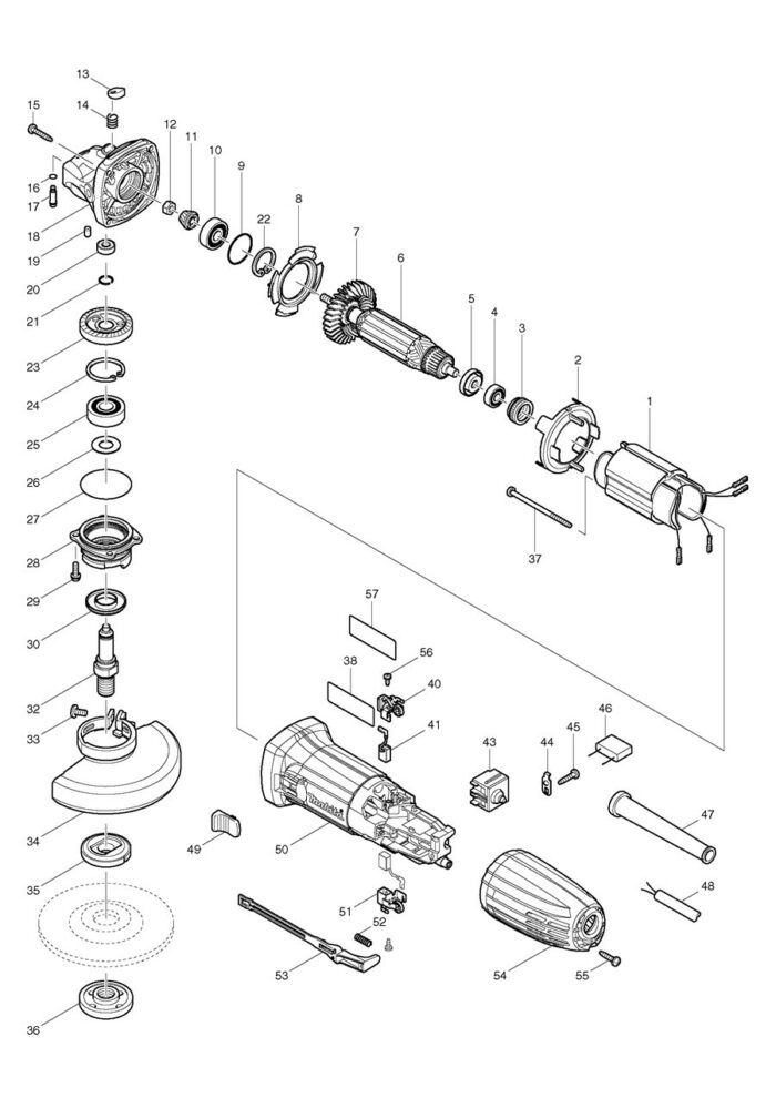 Náhradné diely Makita GA4530R – Obrázok 2