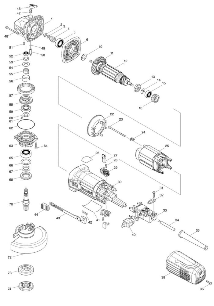 Náhradné diely Makita GA4540 – Obrázok 2