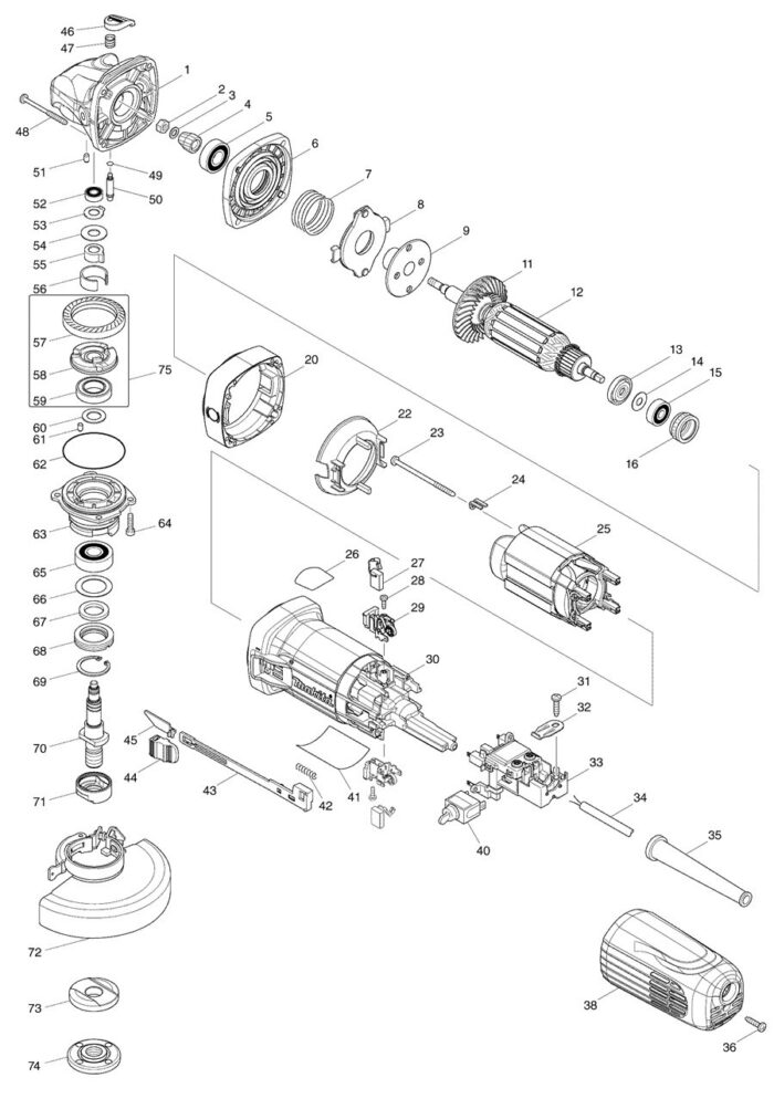 Náhradné diely Makita GA4541 – Obrázok 2