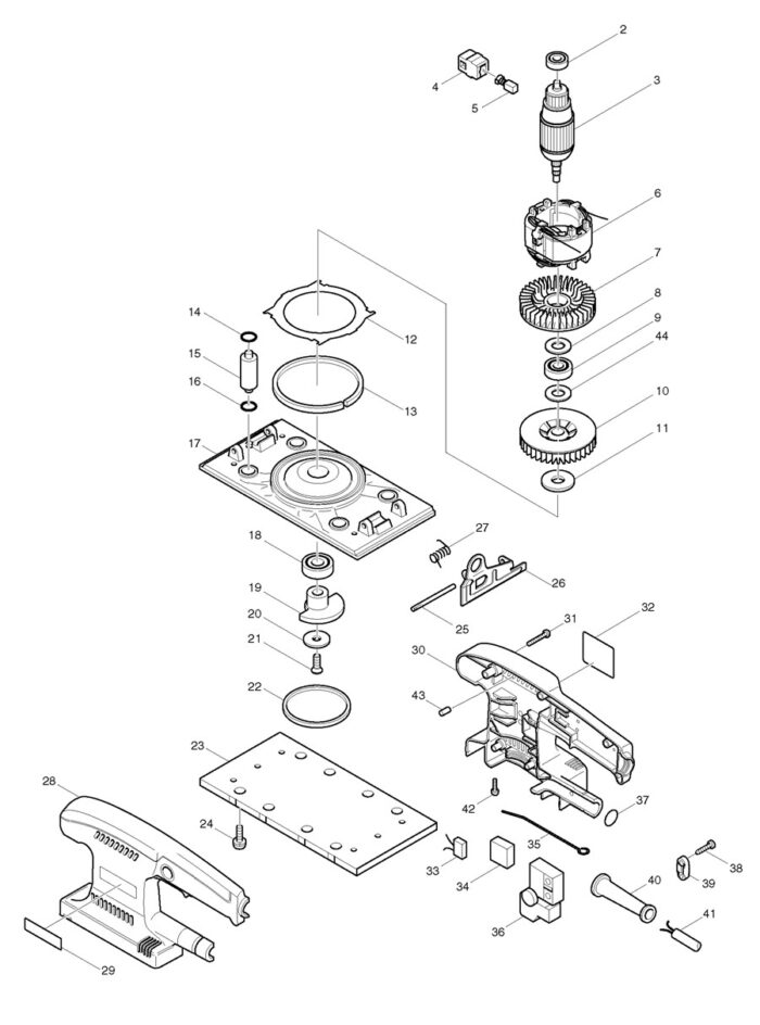 Náhradné diely Makita BO3700 – Obrázok 2