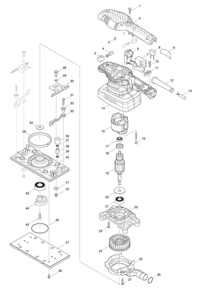 Náhradné diely Makita BO3711 – Obrázok 2