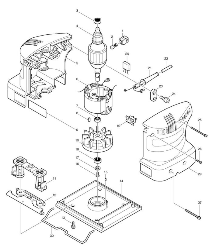 Náhradné diely Makita BO4510 – Obrázok 2