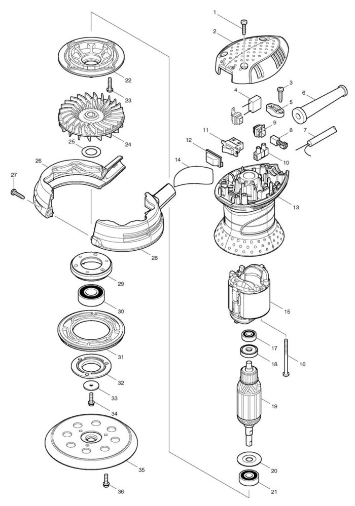 Náhradné diely Makita BO5030 – Obrázok 2