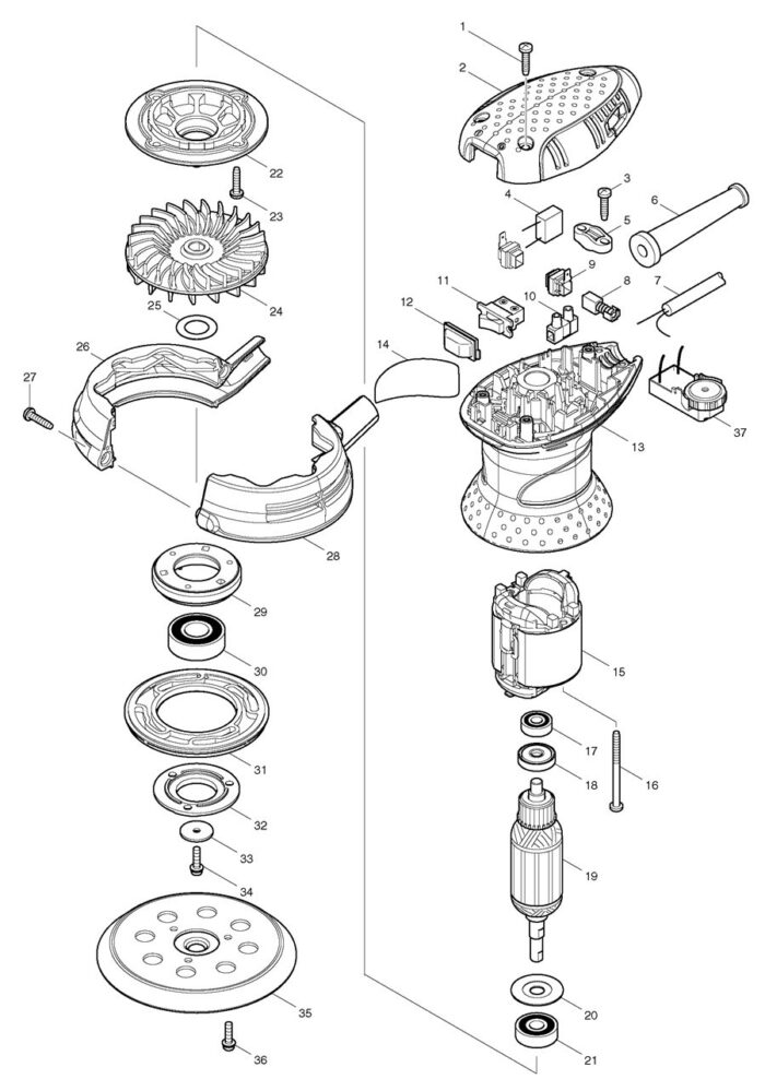 Náhradné diely Makita BO5031 – Obrázok 2