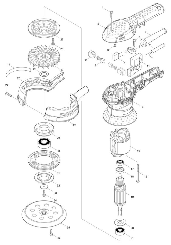 Náhradné diely Makita BO5040 – Obrázok 2