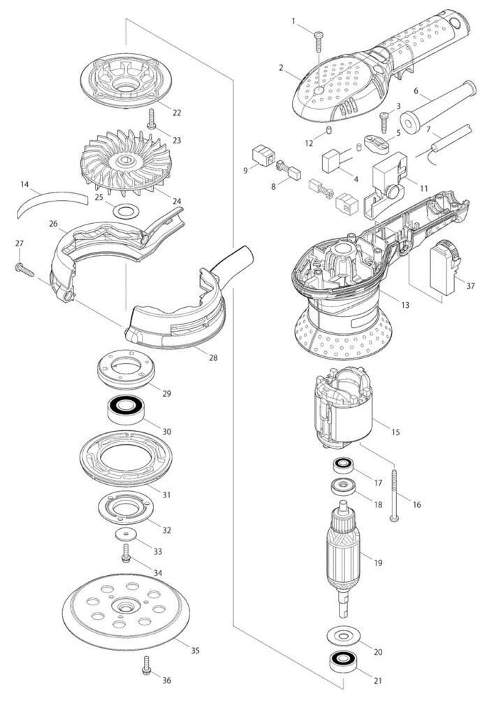 Náhradné diely Makita BO5041 – Obrázok 2