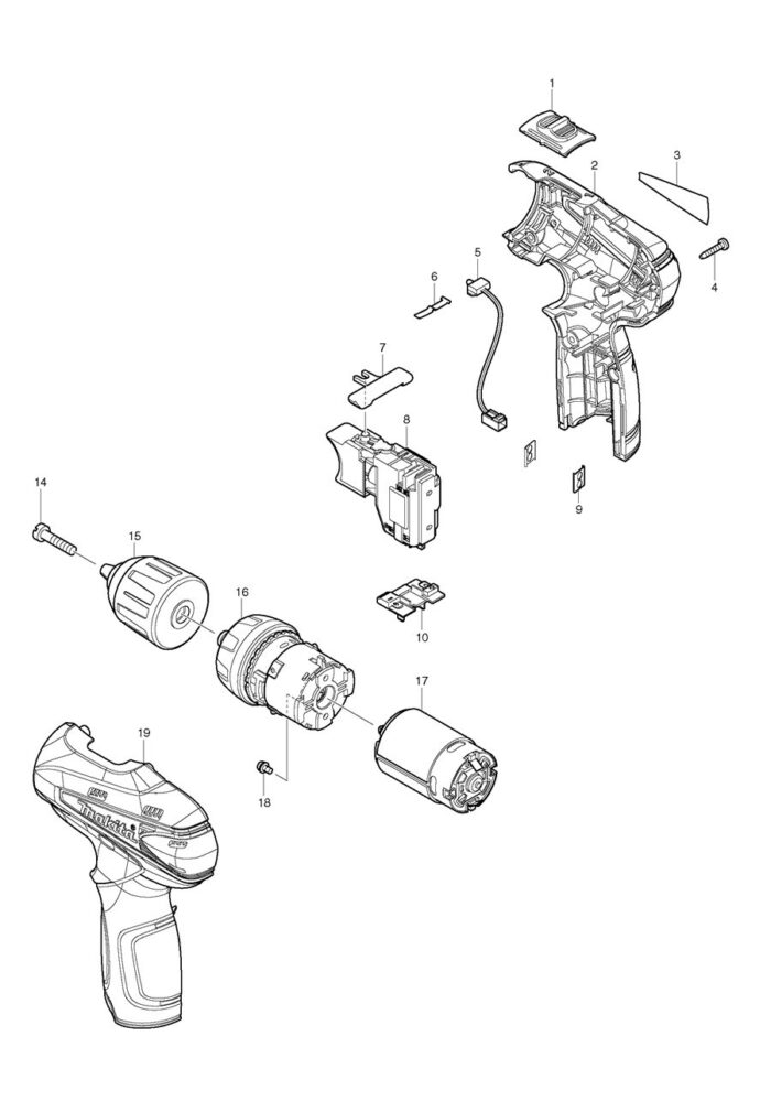 Náhradné diely Makita DF330D – Obrázok 2