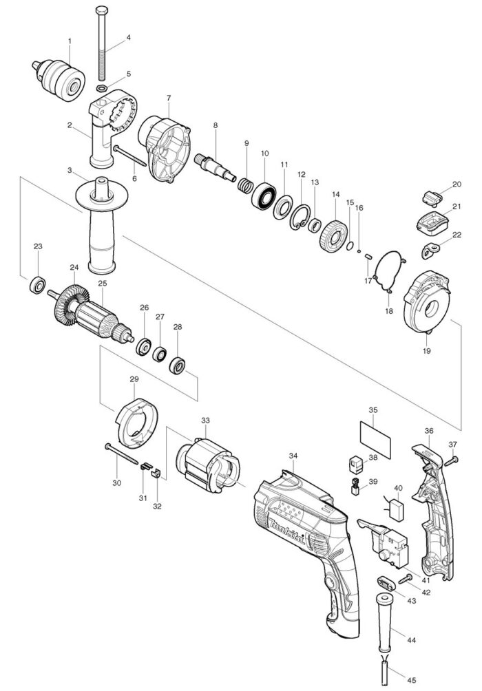Náhradné diely Makita HP1630K – Obrázok 2