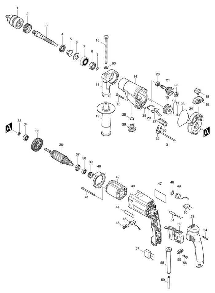 Náhradné diely Makita HP2050 – Obrázok 2