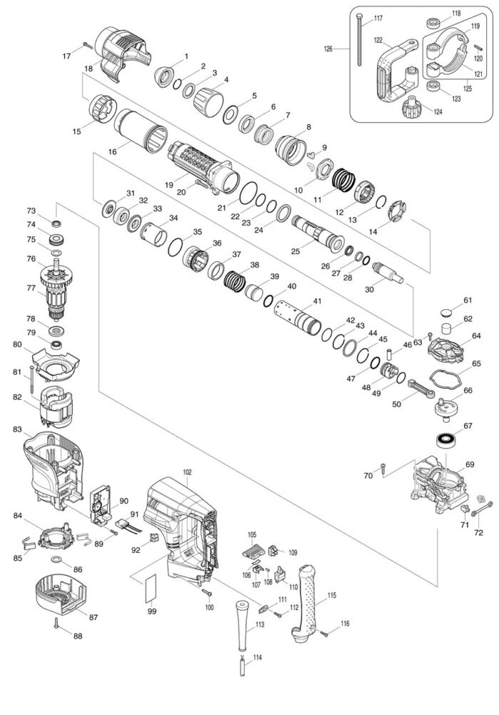 Náhradné diely Makita HM1101C – Obrázok 2