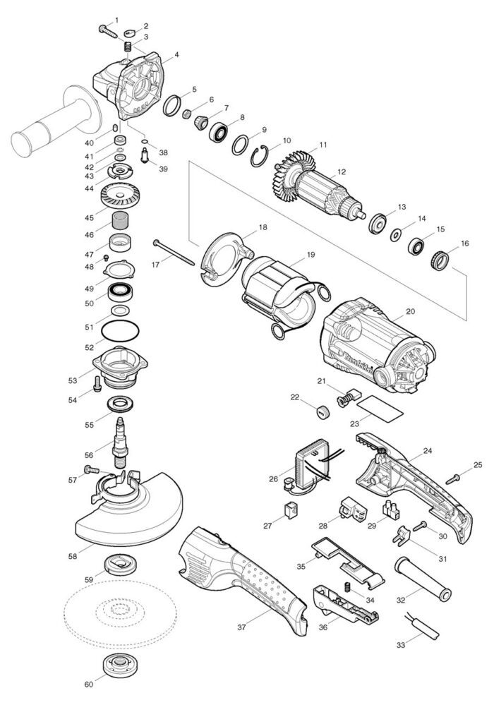 Náhradné diely Makita GA6021C – Obrázok 2