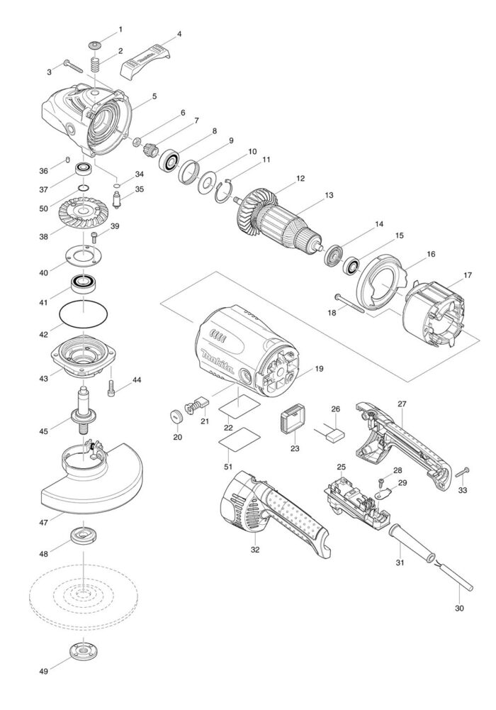 Náhradné diely Makita GA7020R – Obrázok 2