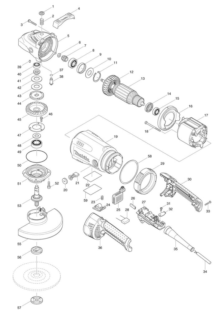 Náhradné diely Makita GA7040R – Obrázok 2
