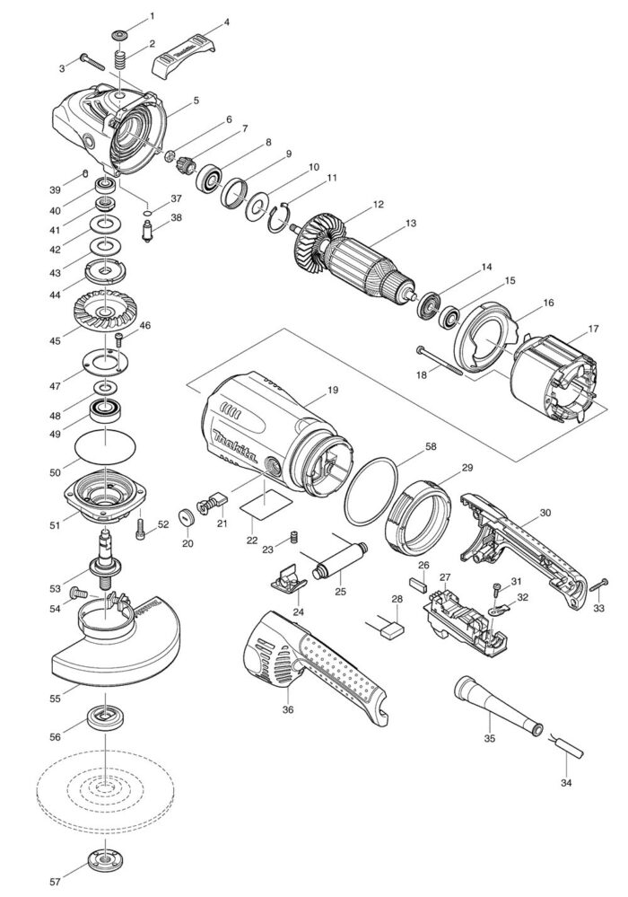 Náhradné diely Makita GA7040S – Obrázok 2