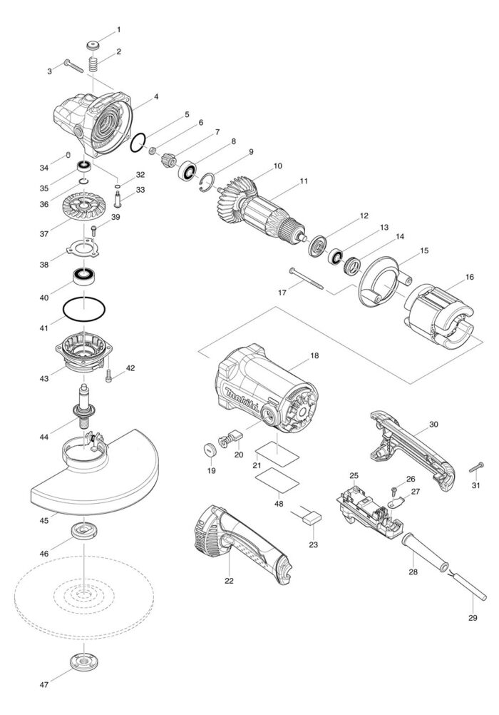 Náhradné diely Makita GA9050 – Obrázok 2