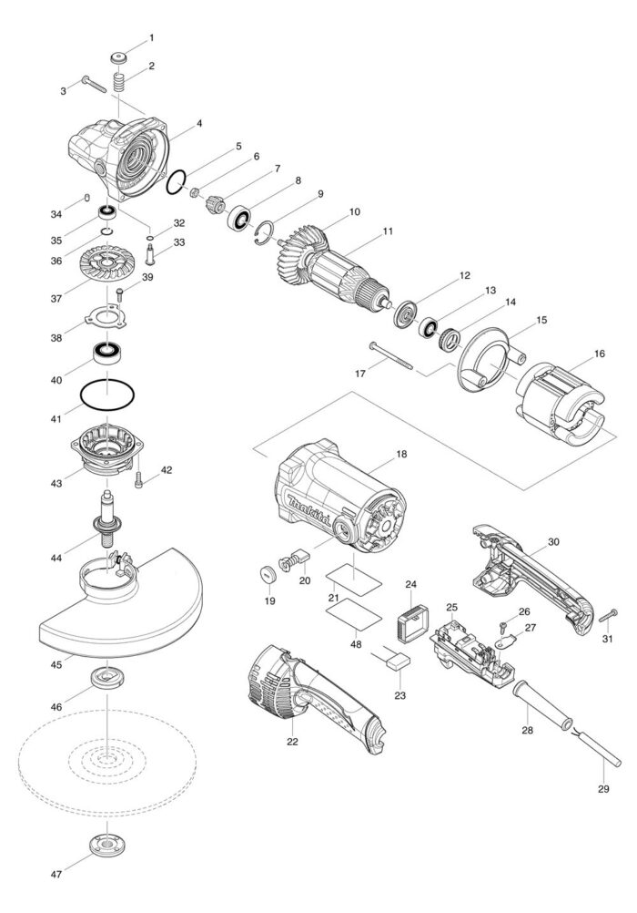 Náhradné diely Makita GA9050R – Obrázok 2
