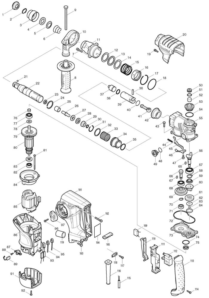 Náhradné diely Makita HR2810 – Obrázok 2