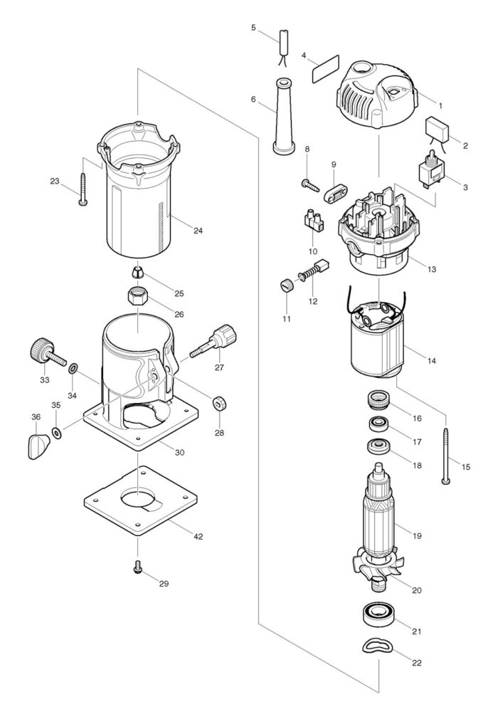 Náhradné diely Makita 3709 – Obrázok 2