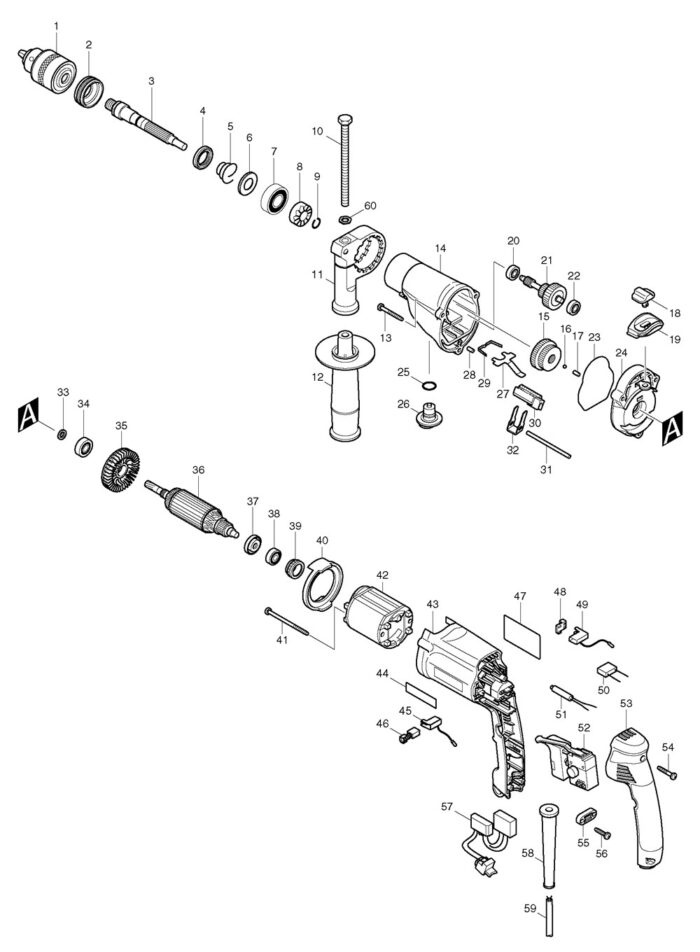 Náhradné diely Makita HP2050F – Obrázok 2