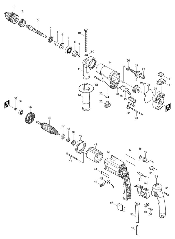 Náhradné diely Makita HP2051 – Obrázok 2