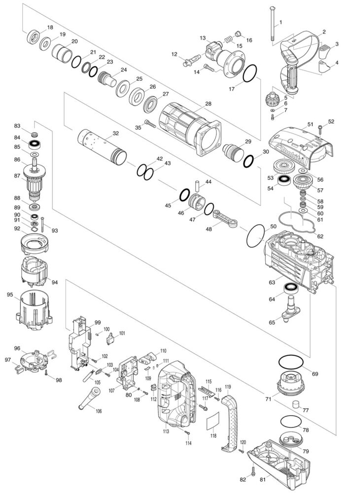 Náhradné diely Makita HM1307C – Obrázok 2