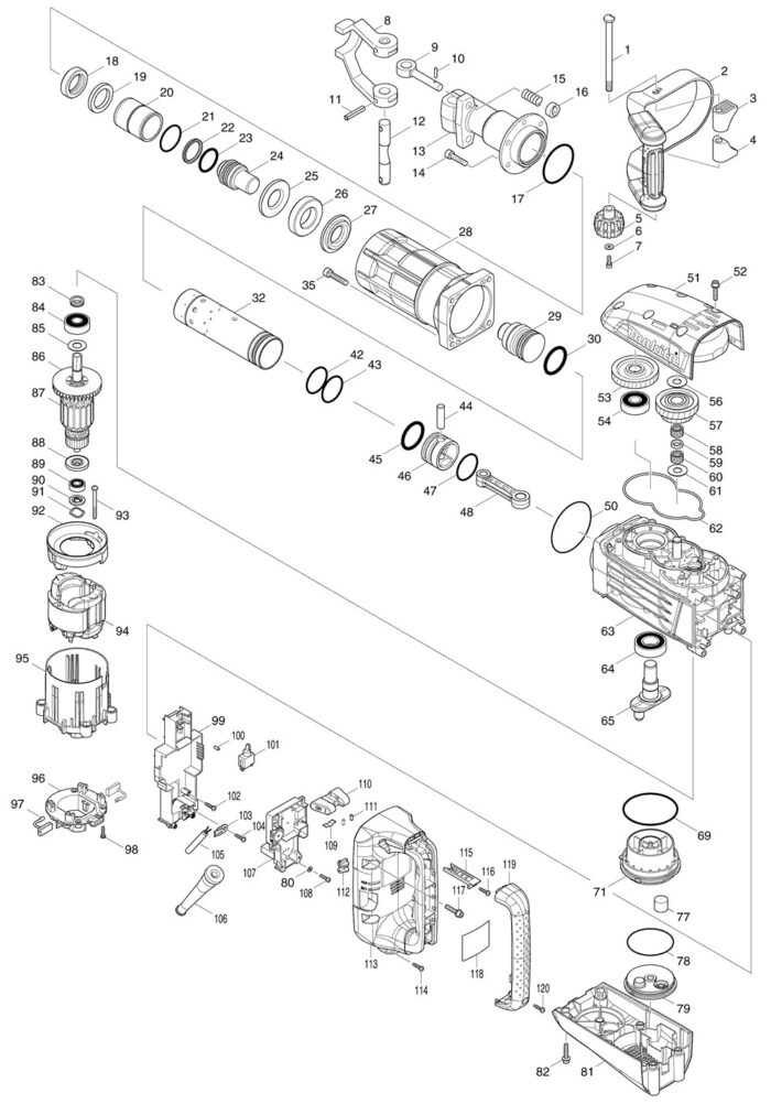 Náhradné diely Makita HM1307CB – Obrázok 2