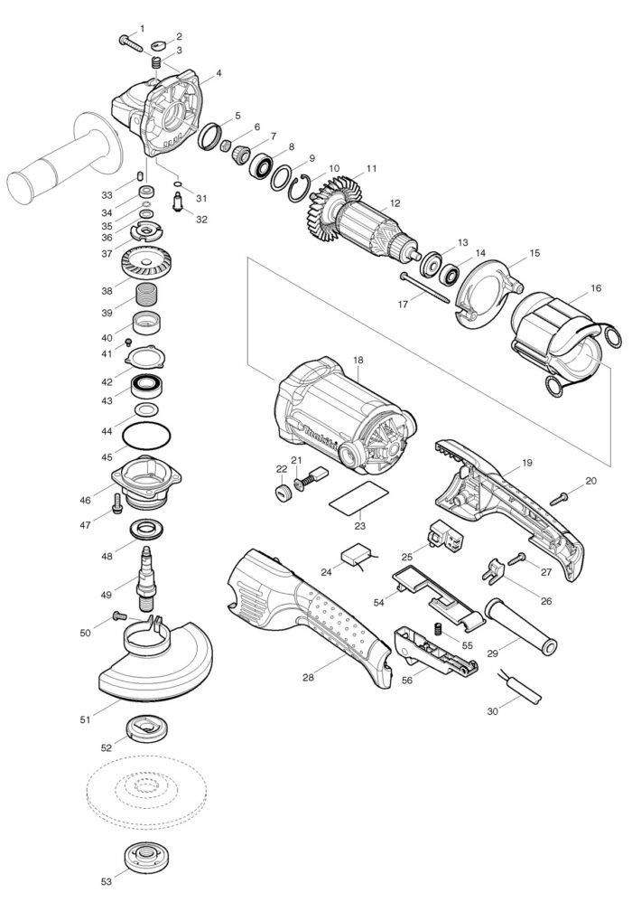 Náhradné diely Makita GA5021 – Obrázok 2