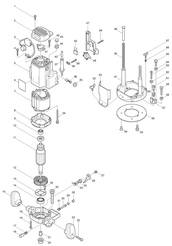 Náhradné diely Makita 3612C – Obrázok 2