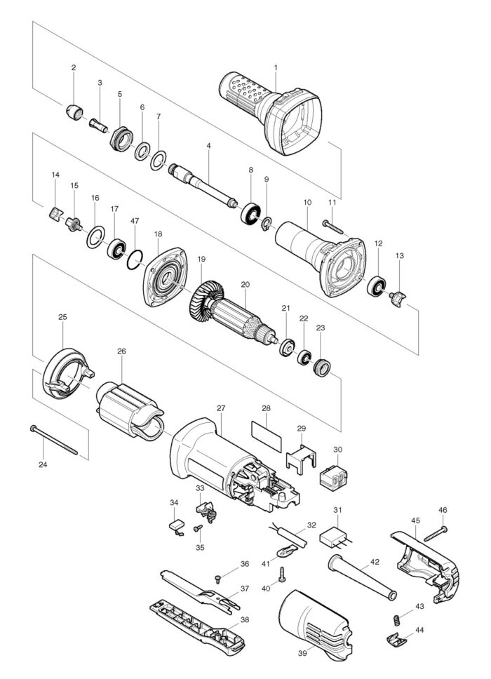 Náhradné diely Makita GD0600 – Obrázok 2