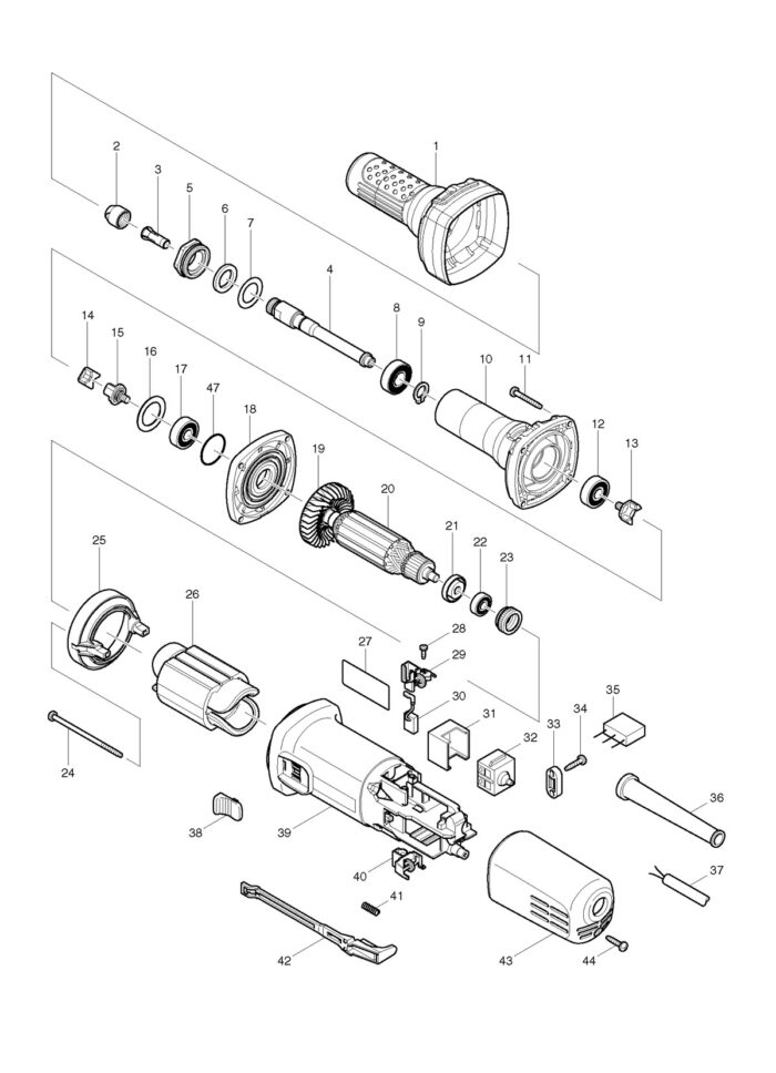 Náhradné diely Makita GD0601 – Obrázok 2