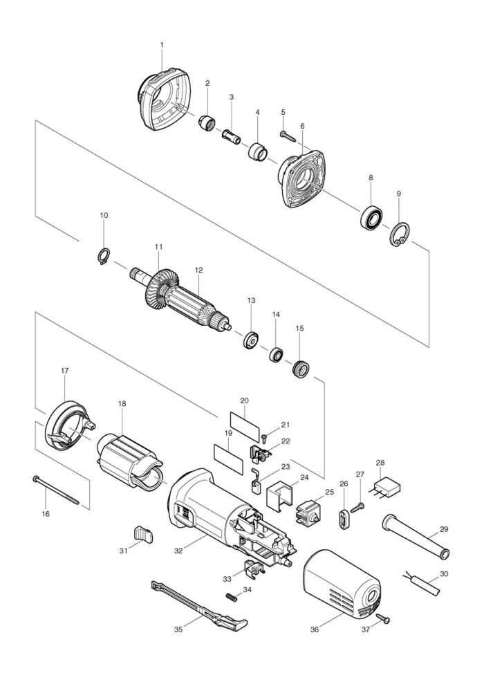 Náhradné diely Makita GD0602 – Obrázok 2