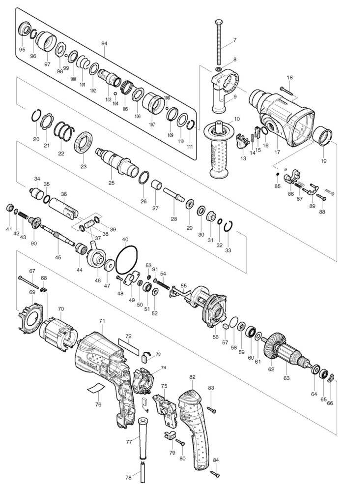 Náhradné diely Makita HR2470T – Obrázok 2