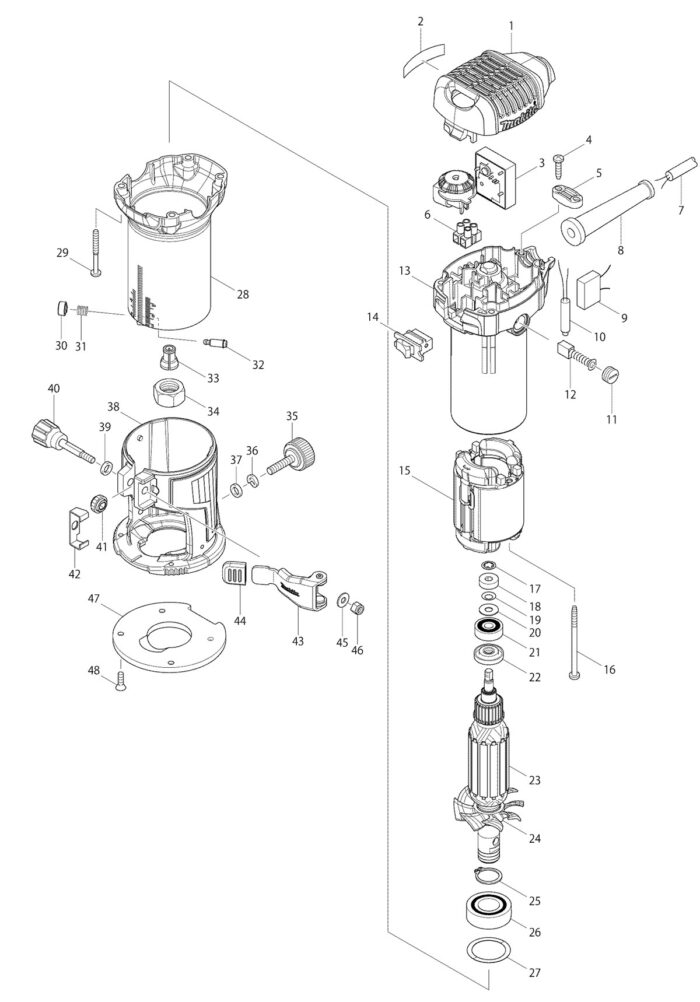 Náhradné diely Makita RT0700C – Obrázok 2