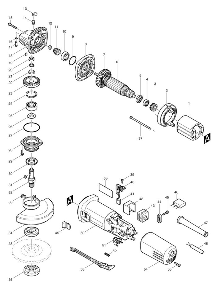 Náhradné diely Makita 9557HN – Obrázok 2