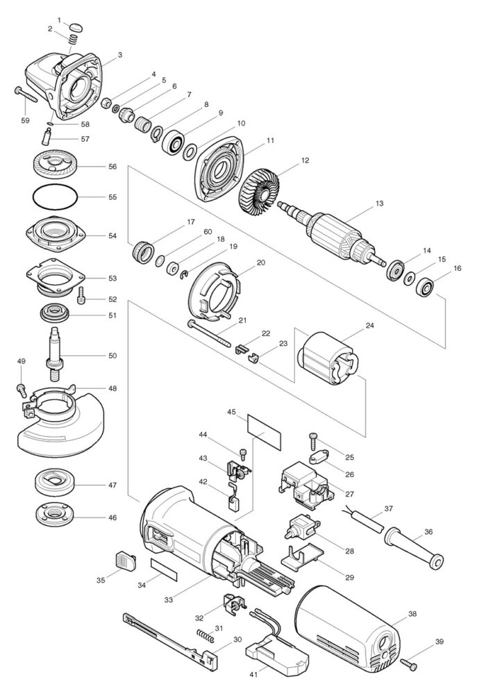 Náhradné diely Makita 9562C – Obrázok 2
