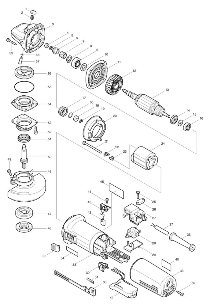 Náhradné diely Makita 9562CV – Obrázok 2