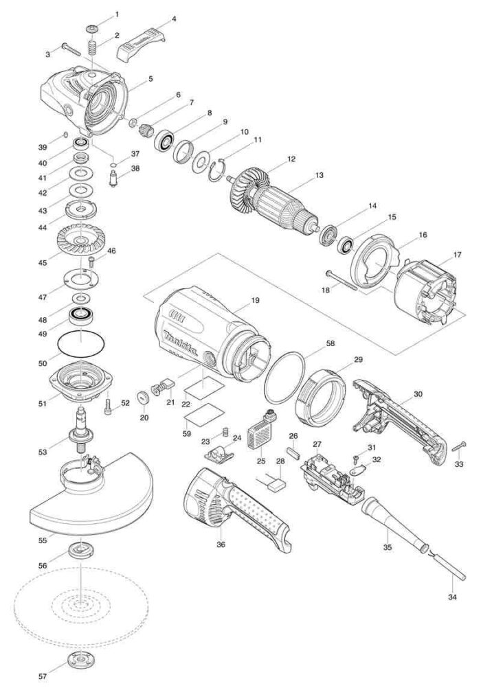 Náhradné diely Makita GA9030R – Obrázok 2