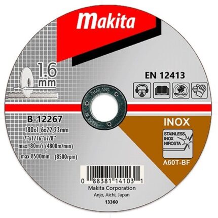 B-12267 Tenký kotúč 180x1.6x22 1ks nehrdzavejúca oceľ Makita